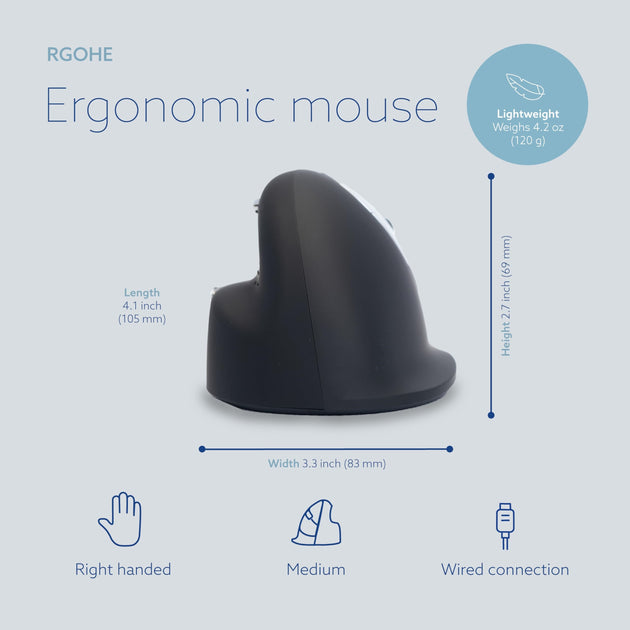 R-Go Tools Medium Vertical Mouse Black 5