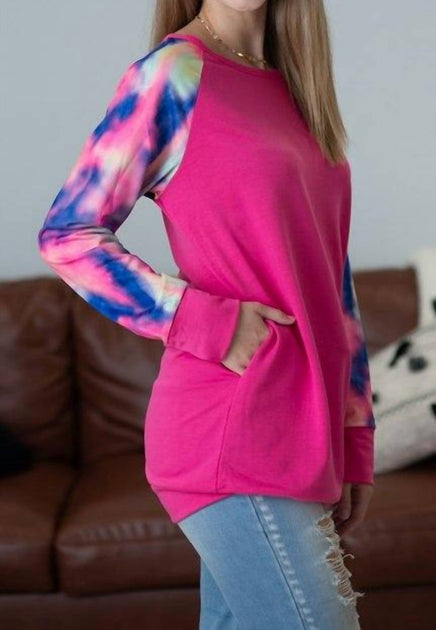 Shirley Stone Tie Dye Pocket Tunic Pink 3X 3