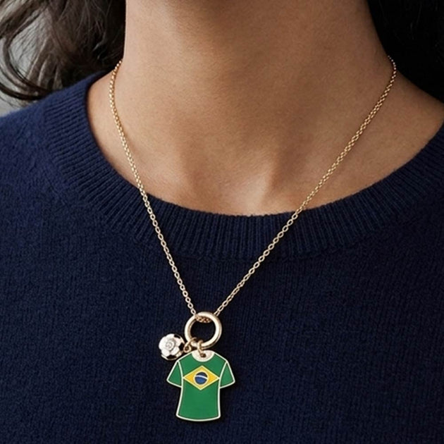 FASHNZFAB Brazil Soccer Ball Jersey Charm Toggle Pendant Necklace Multi One Size 2