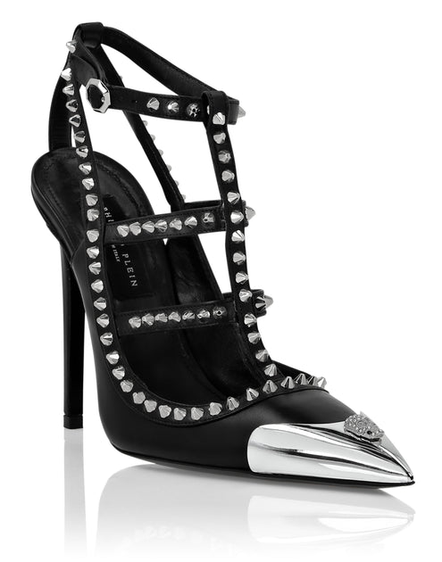 Philipp Plein Nappa Leather Sandals High Heels Studs Black EU 38 2