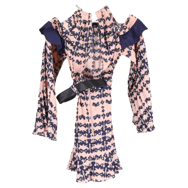 Self-Portrait Off-The-Shoulder Mini Dress Blue UK 4 3