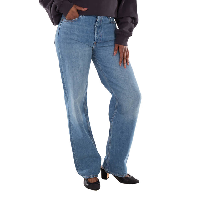 Anine Bing Gavin Long Denim Jeans Blue 24 2