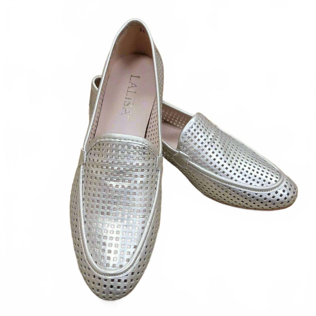 Lalisa Platino Perforated Loafer Silver EU 42 4