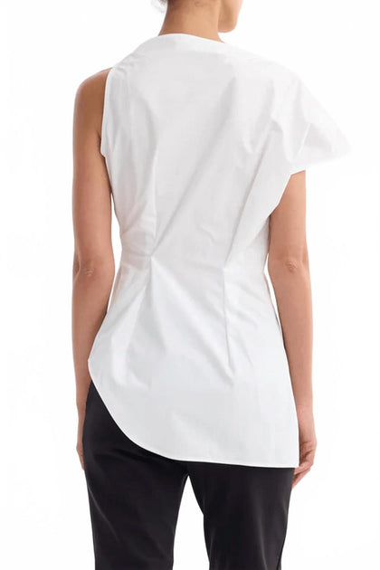 ROHE Asymmetrisches Poplin-Top Weiß EU 42 3