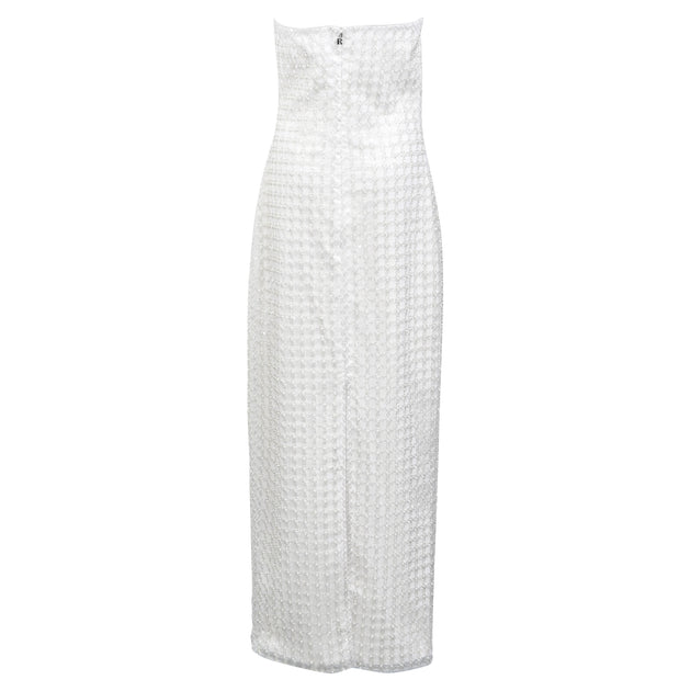Rotate Birger Christensen Embellished Maxi Strapless Dress In White  Polyurethane