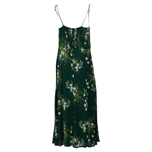 Reformation Frankie Floral-print Maxi Dress In Green Silk