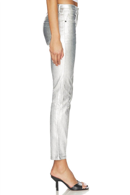 Free People Oracle Metallic Slim Straight Jeans Multi 26 4