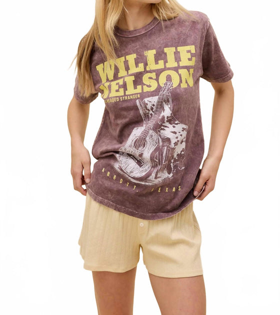 DAYDREAMER Willie Nelson Red Headed Stranger Tee Purple Medium 2