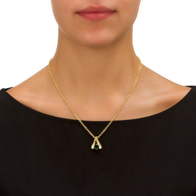 Palm Round Birthstone Necklace and Earrings Set Blue 4