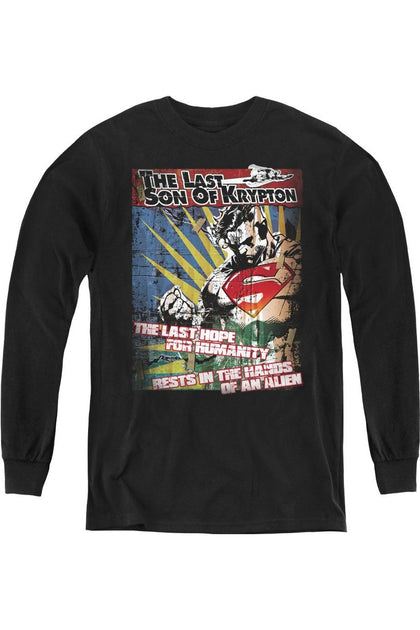 Gildan Superman Last Hope Youth Long Sleeve Tee Black Medium 2