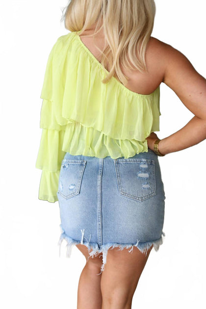 Idem Ditto One Shoulder Tiered Sleeved Top Multi Large 3