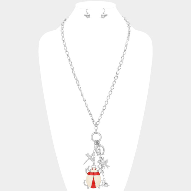 FASHNZFAB Long Pendant Necklace Pink 3