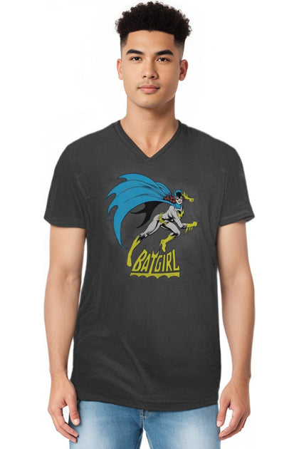 Gildan DC Comics Batgirl V-Neck T-Shirt Grey Small 4