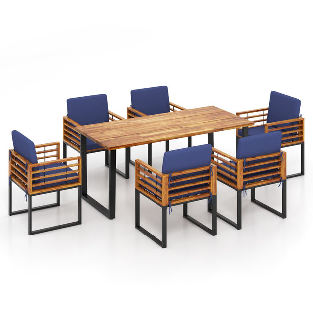 Hivvago 7 Pieces Patio Dining Set Navy 2