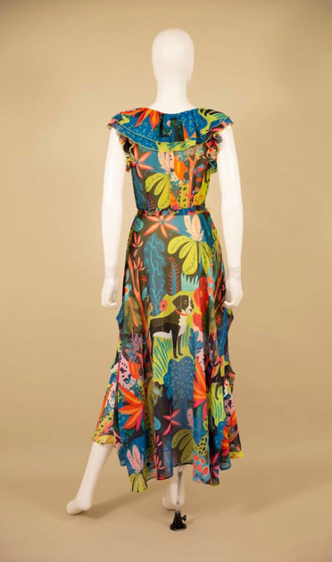 Samuel Dong Georgette Rüschenkleid Multi Large 4