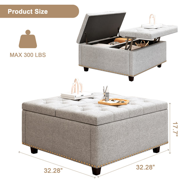 Streamdale Square Storage Ottoman PU Leather Brown 4