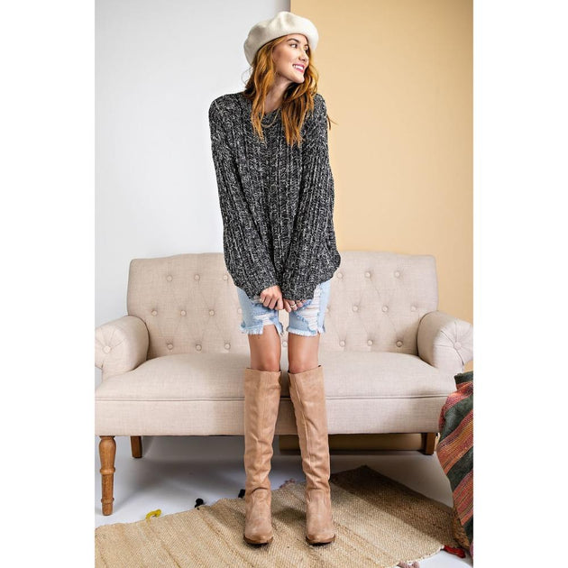 TRUEDAMES Textured Knitted Sweater Black Medium 3