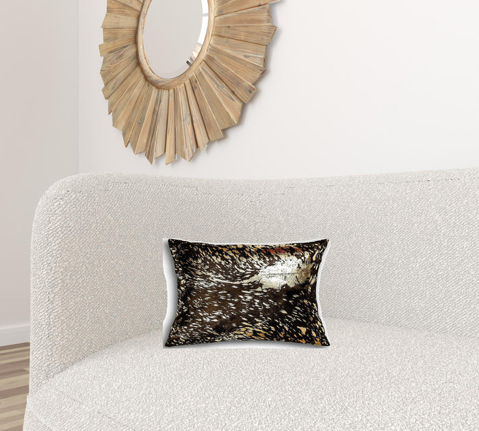 Hivvago Cowhide Pillow Chocolate 12x20 3