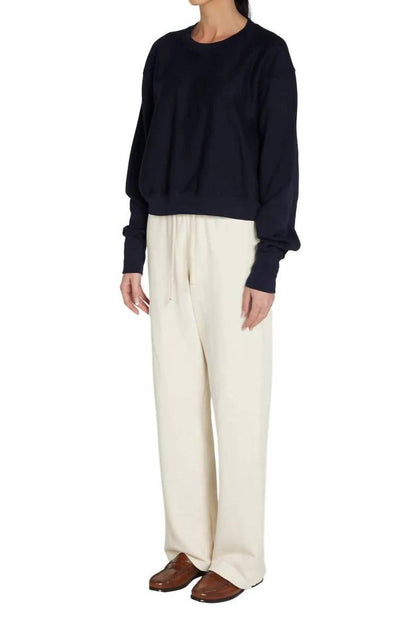 LES TIEN Ryder Crop Crew Neck Sweatshirt Blue Medium 3