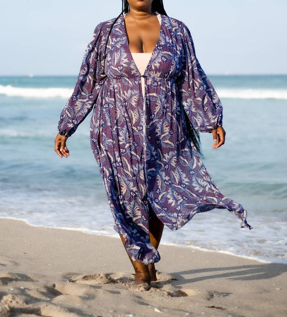 Everyday Ritual Trish Long Duster Blue Plus Size 3X 4