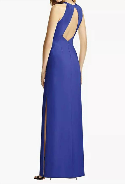 Dessy Crepe Long Formal Dress Blue US 8 3