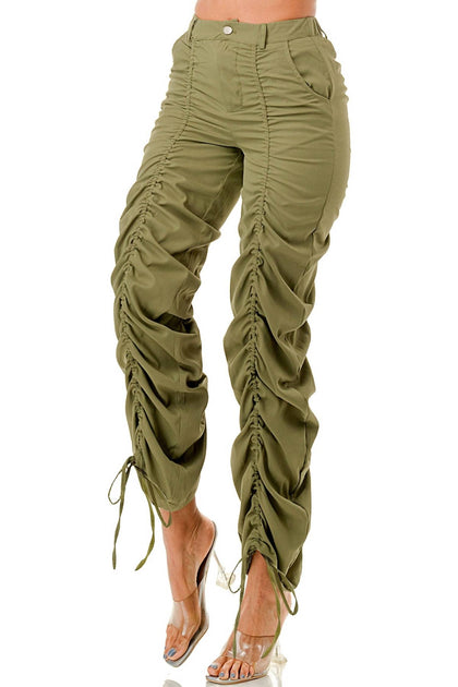 Love Highlight Ruched Pants Green 2X 2