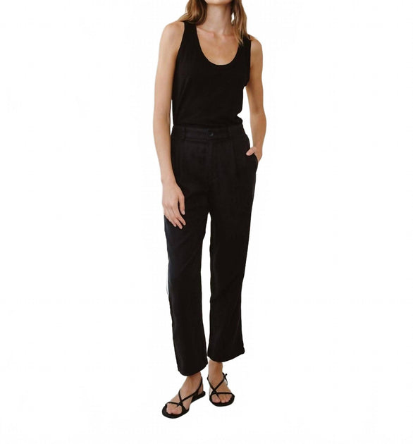 Bella Dahl High Waist Straight Leg Piped Side Pant Black Medium 2