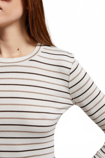 Asher Libby Striped Long Sleeve Top White XS 4