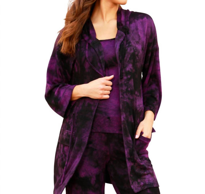 french kyss Marble Wash Drawstring Cardigan Purple Medium 2
