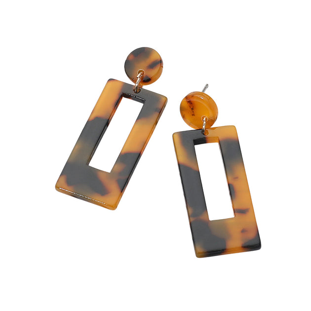 FASHNZFAB Geometric Rectangle Drop Earrings Silver 3