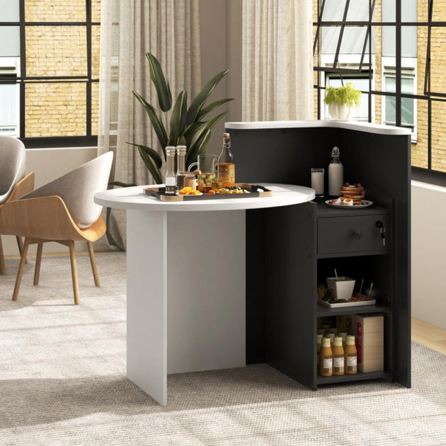 Hivvago Front Reception Office Desk Rustic Brown and White 4