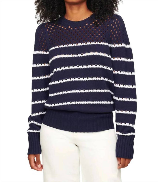 Isla Skylar Multi Stripe Crew Sweater Blue Small 2