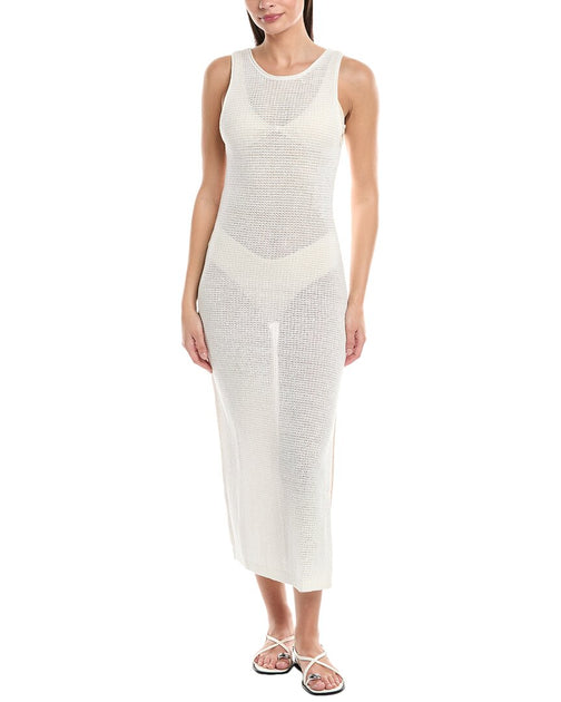 Onia Knit Scoop Back Linen Maxi Dress White Small 2