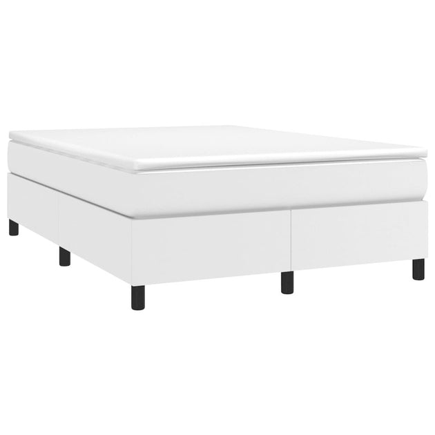 vidaXL Box Spring Bed Frame White Queen Faux Leather 4