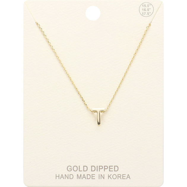 FASHNZFAB T Gold Dipped Initial Metal Pendant Necklace Silver 4