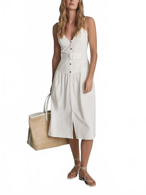 Reiss Vita Midi Dress White US 6 2