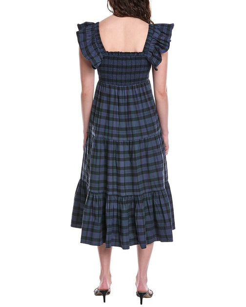 Sail to Sable Flutter Sleeve Smocked Midi Dress Blue XS 3