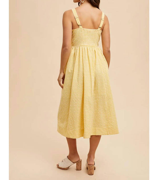 IN-LOOM Sleeveless Gingham Plaid Dress Yellow Small 4