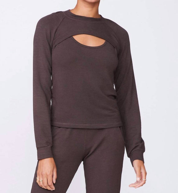 Monrow Peekaboo Sweatshirt Black Medium 2