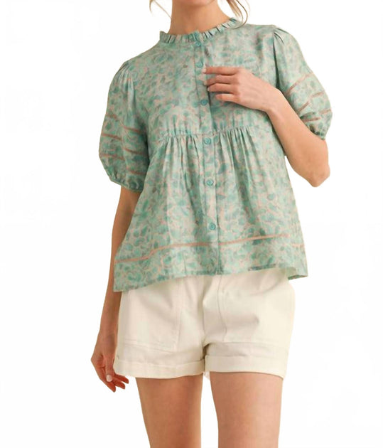 Jodifl Lennon Floral Top Blue Medium 2