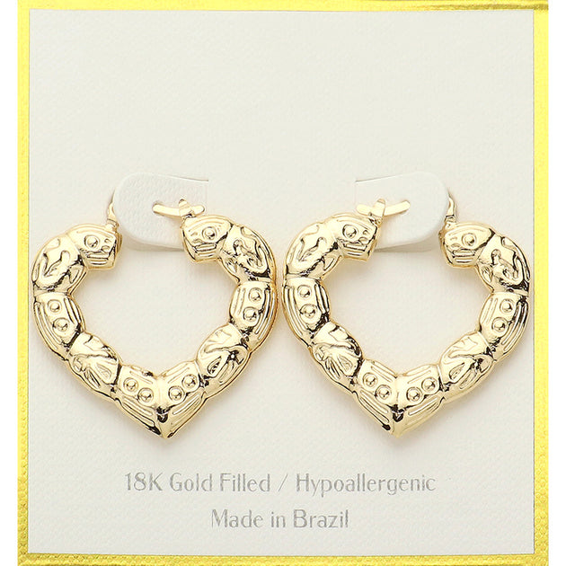 FASHNZFAB Heart Hoop Pin Catch Earrings Gold Silver 2