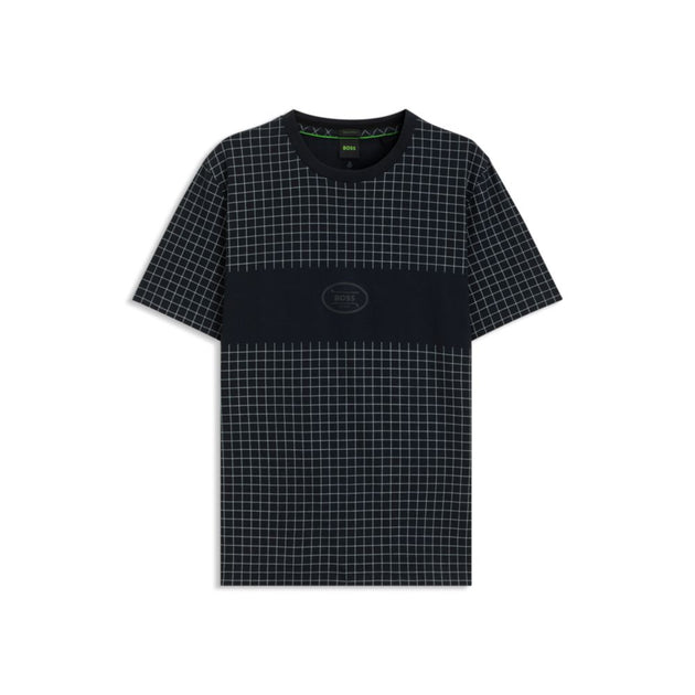 Boss Pima Cotton T-shirt Check Print Blue Large 2