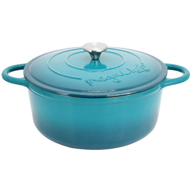 Megachef Round Enameled Cast Iron Dutch Oven Light Blue 6.35 Quart 2