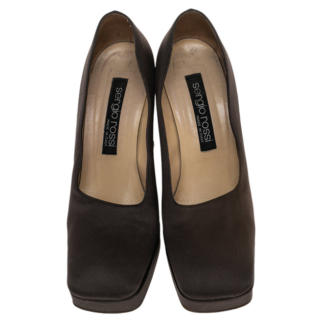Sergio Rossi Block Heel Pumps Brown EU 37.5 4