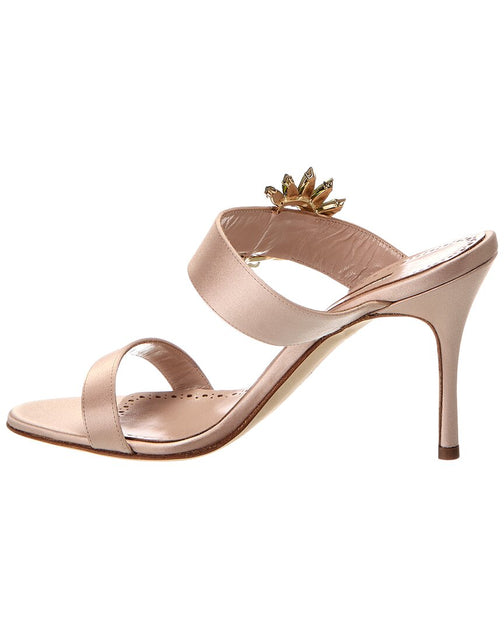 Manolo Blahnik Chivela 90 Satin Sandal Beige EU 37.5 3