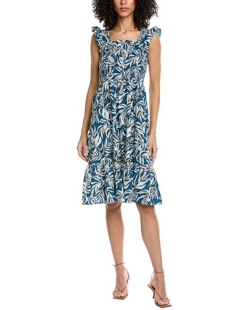 Nanette Lepore Cap Sleeve Midi Dress Blue Large 2