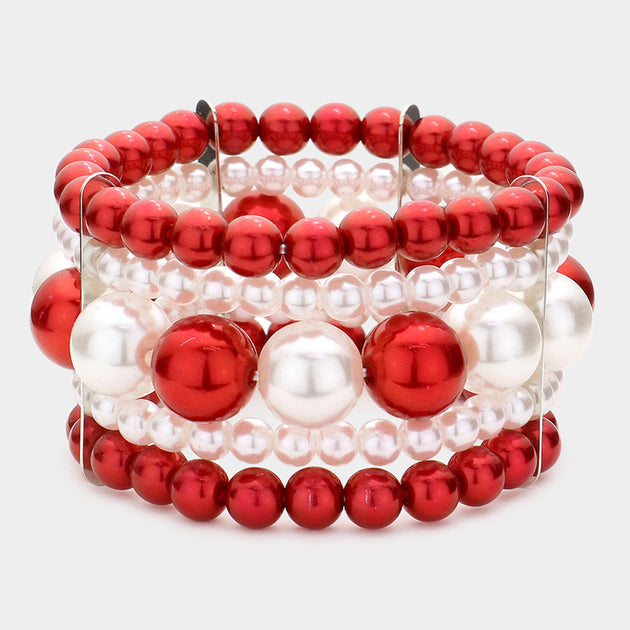 FASHNZFAB Pearl Stretch Bracelet Multicolor One Size 4