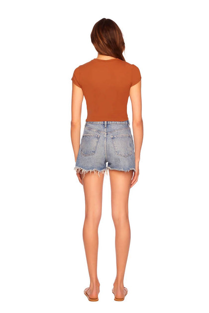 Susana Monaco Short Sleeve Top Brown Small 4