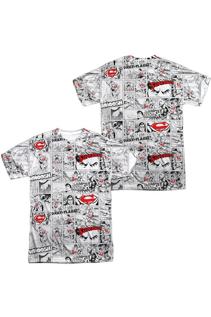 T-shirt Gildan Superman Comic Page All Over Manches Courtes Gris Large 2