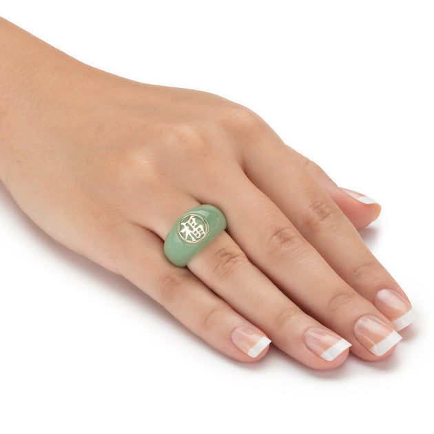 Palm Fortune Ring Green Jade 10k Gold US 6 4